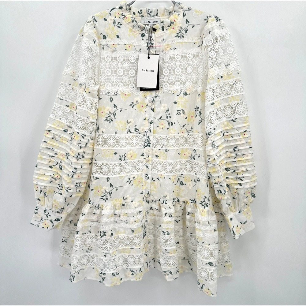 En Saison Lou Lou Floral Lace Long Sleeve Mini Dress sz XS NWT A-line